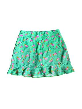 TZU TZU Womens Skort Martini Glass Golf Athletic Green Pink Ruffle